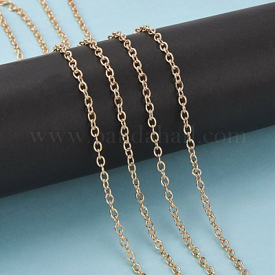 アイアン製アズキチェーン  溶接されていない  オーバル  ライトゴールド  4.5x3.5mm&nbsp;CHC-O001-A-10-1