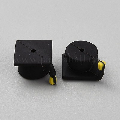 シリコンビーズ  ブラック  帽子  17x17x11mm  穴：2mm&nbsp;SIL-CJC0003-08A-1