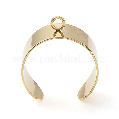 Ion Plating(IP) 304 Stainless Steel Open Cuff Finger Ring Components&nbsp;STAS-WH0029-40B-G-1