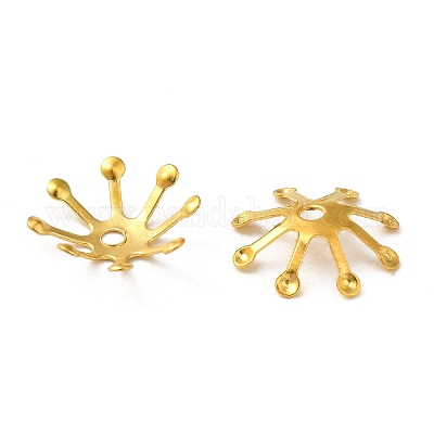 アイアン製ビーズキャップ  マルチ花弁  花  ゴールドカラー  11x3mm  穴：1.5mm&nbsp;IFIN-P016-07G-1