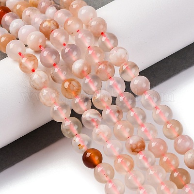 Natural Cherry Blossom Agate Beads Strands&nbsp;G-B130-6mm-02-1