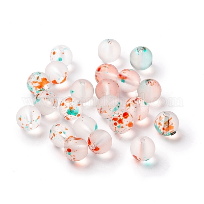 ガラスビーズ  ラウンド  レッドオレンジ  8mm  穴：1.4mm&nbsp;GLAA-C021-01K-1