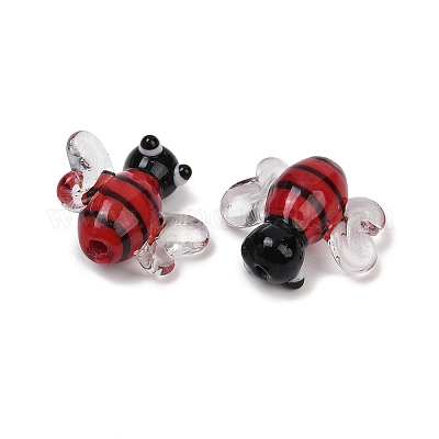 手作りランプワークビーズ  ミツバチ  暗赤色  15.5~16.5x18.5~19x8mm  穴：1.4mm&nbsp;LAMP-I025-13E-1