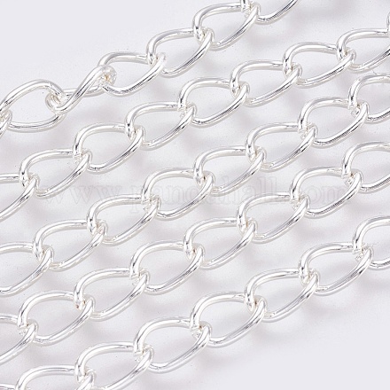 アイアン製ツイストチェーン 溶接されていない スプールで オーバル 銀 11x8x1.4mm 約164.04フィート(50m)/ロール CH-1.4DK-S-1