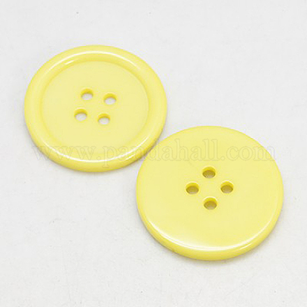 樹脂ボタン  染め  フラットラウンド  きいろ  34x4mm  穴：3mm  98個/袋&nbsp;RESI-D030-34mm-07-1