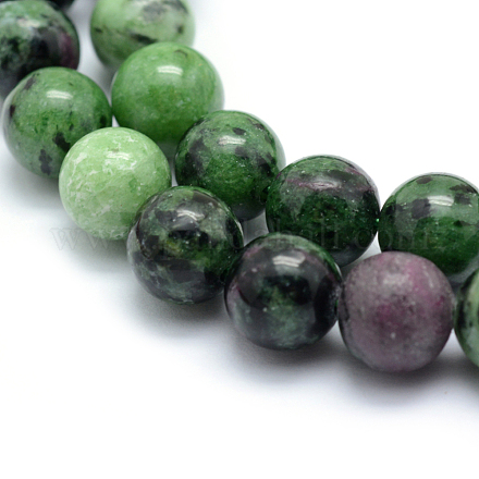 Natural Ruby in Zoisite Round Beads Strands&nbsp;G-P331-02-8mm-1
