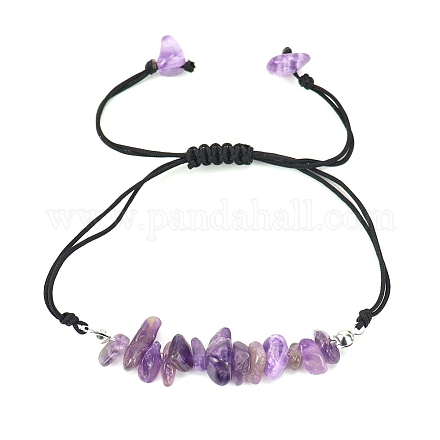 Natural Amethyst Braided Bead Bracelets PW-WG14195-08-1