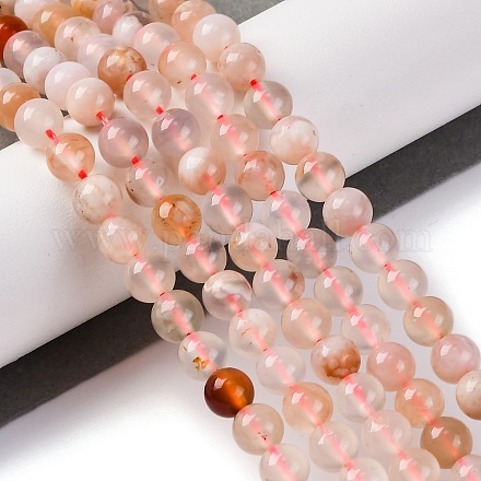 Natural Cherry Blossom Agate Beads Strands&nbsp;G-B130-6mm-02-1