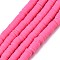 Flat Round Handmade Polymer Clay Beads, Disc Heishi Beads for Hawaiian Earring Bracelet Necklace Jewelry Making, Deep Pink, 6x1mm, Hole: 2mm, about 380~400pcs/strand, 17.7 inch