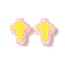 Baking Paint Glass Enamel Beads, Hand Painted Beads, Cross, Lavender Blush, 14.5x11.5x4mm, Hole: 1mm