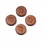 Laser Engraved Wood Beads, Flat Round with 12 Constellations, Dyed, Camel, Virgo, 12x4mm, Hole: 1.6mm