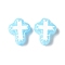 Baking Paint Glass Enamel Beads, Hand Painted Beads, Cross, Sky Blue, 14.5x11.5x4mm, Hole: 1mm