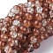 Baking Paint Crackle Glass Bead Strands, Two Tone, Round, Saddle Brown, 8mm, Hole: 1.3~1.6mm, about 100pcs/strand, 31.4 inch