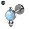 G23 Titanium Threadless Labrets, with Imitation Opal, Stainless Steel Color, Lollipop, 6mm, Pin: 1.2mm
