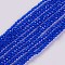 Glass Beads Strands, Faceted, Round, Blue, 2x2mm, Hole: 0.4mm, about 183~187pcs/strand, 13.38