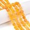 Dyed Natural White Jade Beads Strands, Two Tone, Round, Orange, 8x8mm, Hole: 0.9mm, about 47~48pcs/strand, 15.16~15.72''(38.5~39.3cm)