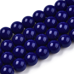 オペークソリッドカラーガラスビーズ連売り  ラウンド  ダークブルー  8~8.5mm  穴：1.5mm  約51~53個/連  14.96インチ〜15.55インチ（38~39.7cm）