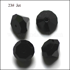 K9 Glass, Imitation Austrian Crystal Beads, Grade AAA, Faceted, Diamond, Black, 6x4mm, Hole: 0.7~0.9mm