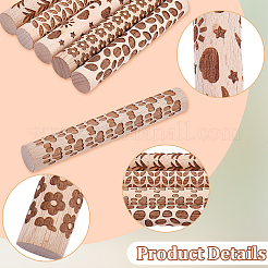 6Pcs 6 Styles Wood Handle Clay Texture Roller&nbsp;TOOL-CN0001-11