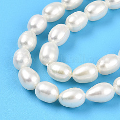 天然養殖淡水パールビーズ連売り  ライス  乳白色  7~8x5.5~6mm  穴：0.6mm  約53個/連  15.35~15.55''（39~39.5センチメートル）&nbsp;PEAR-N012-05Z
