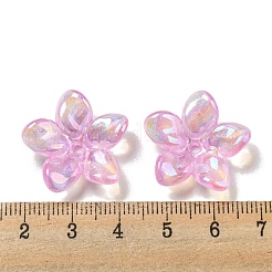 ABカラーメッキアクリルビーズ  グリッターパウダー付き  花  パールピンク  23x7mm  穴：2mm&nbsp;X-OACR-G034-01A