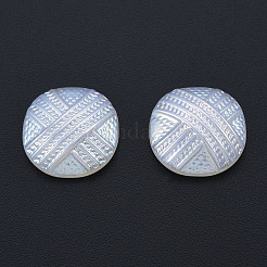 ABSプラスチックパール調カボション  フラットラウンド  乳白色  15x5mm&nbsp;KY-N015-33