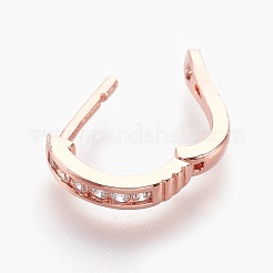 Brass Micro Pave Cubic Zirconia Hoop Earrings&nbsp;EJEW-F180-01RG