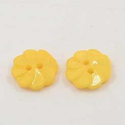 アクリルボタン  2穴  染め  花  ゴールド  13x3mm  穴：2mm&nbsp;BUTT-E007-A-04