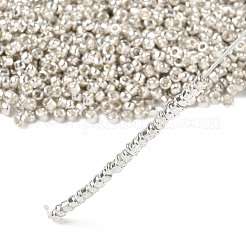 電気めっき12/0ガラスシードビーズ  丸穴rocailles  銀  2x2mm  穴：0.5mm&nbsp;SEED-Q003-2