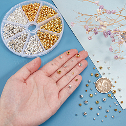 1080Pcs 8 Styles Brass Smooth Round Beads&nbsp;FIND-PH0018-84