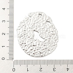 変色しない304ステンレススチールカボション  テクスチャ  フラットラウンド  ステンレス鋼色  36x32x1.5mm&nbsp;LS-STAS-I202-31P