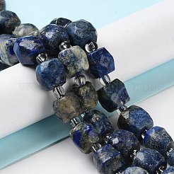 天然石ラピスラズリビーズ連売り  シードビーズで  キューブ  多面カット  9.5~11x9.5~10.5x9.5~10.5mm  穴：1.2mm  約29個/連  15.35~15.67''（39~39.8センチメートル）&nbsp;G-B065-A03