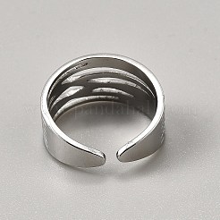 女性用304ステンレススチール調節可能なカフリング  ステンレス鋼色  10mm  内径：17mm&nbsp;RJEW-WH0002-41E-P