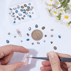 50Pcs 10 Styles Alloy Enamel & Synthetic Turquoise Cabochons&nbsp;MRMJ-SP0001-36