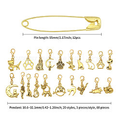 12Pcs 4 Styles Alloy Pendant Locking Stitch Markers&nbsp;HJEW-PH02471