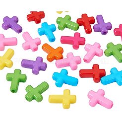 不透明なアクリルビーズ  クロス  ミックスカラー  16x12x4.5mm&nbsp;SACR-PH0002-01