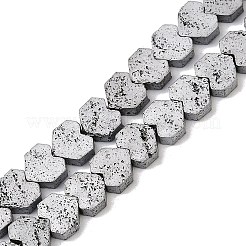 電気メッキされた天然溶岩岩ビーズ連売り  ハート  プラチナメッキ  6x6.5x2.5mm  穴：1mm  約74個/連  15.75''~16.14''（40~41センチメートル）&nbsp;G-K388-04A-07