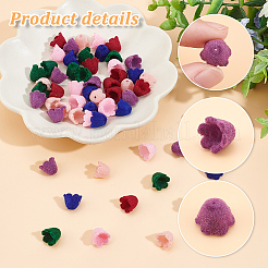 60Pcs 6 Colors Flocky Acrylic Beads&nbsp;MACR-PH0001-55