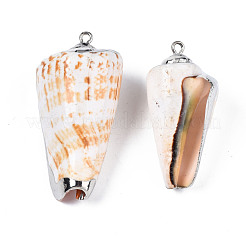 Electroplate Natural Spiral Shell Pendants&nbsp;SSHEL-S266-031