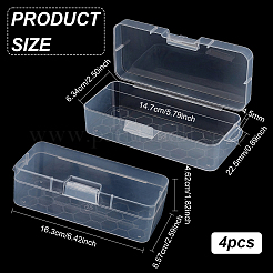 透明プラスチック収納ボックス  ヒンジ付き蓋付きビーズコンテナ  長方形  透明  16.3x6.57x4.62cm&nbsp;CON-WH0094-35B