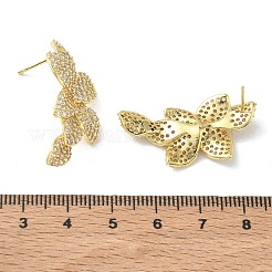 Brass & Clear Cubic Zirconia Stud Earrings&nbsp;KK-CBA36A2-06G