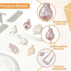 6Pcs Baroque Natural Keshi Pearl Connector Charms&nbsp;HJEW-YW00290
