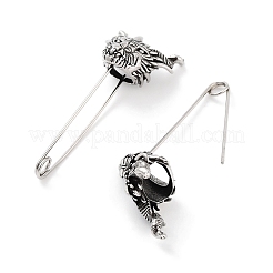 動物 316 サージカルステンレススチール 安全ピン フープピアス 女性用  アンティークシルバー  47x18x20mm&nbsp;EJEW-Z050-27AS