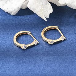 Brass Pave Cubic Zirconia Hoop Earrings&nbsp;KK-CBACA55-16G