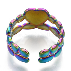 304 Stainless Steel Heart Cuff Rings&nbsp;RJEW-N038-117M