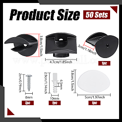 ABSプラスチック製帽子フック50セット  ブラック  47x38x30mm&nbsp;AJEW-WA0004-51