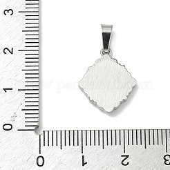 304ステンレススチールパヴェ天然シェルフラワーペンダント  貝殻色  ステンレス鋼色  17.5x14x2mm  穴：6x2.5mm&nbsp;X-STAS-C103-12P
