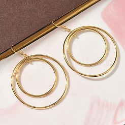Electroplated 304 Stainless Steel Flat Round Dangle Earrings&nbsp;EJEW-Z129-09G