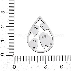 ハロウィン 201 ステンレス ペンダント  変色防止  ティアドロップ  ゴースト  26x18x1mm  穴：1.2mm&nbsp;STAS-Z155-01A-P