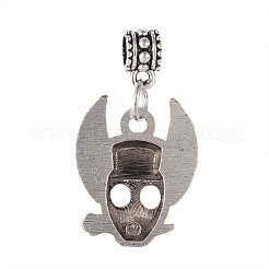 Skull Tibetan Style Alloy European Dangle Charms&nbsp;PALLOY-I116-35AS